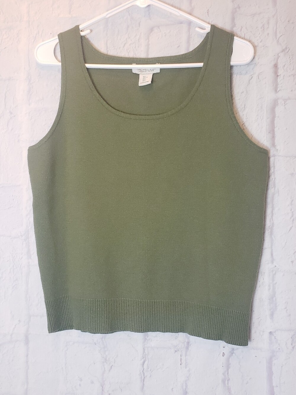 RACHEL ZOE Pine Green Sleeveless Sweater Knit Top Large